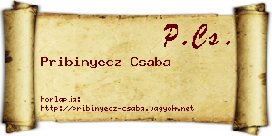 Pribinyecz Csaba névjegykártya